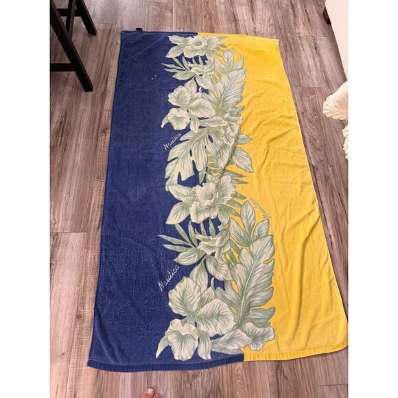 VTG 90s Nautica Tropical Floral Beach Towel " Cotton Poolside Preppy resort read - Picture 8 of 11